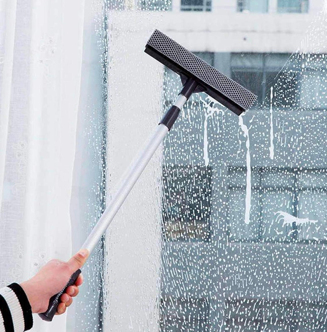 Dual Plastic Shower Squeegee Bathroom Window Glass Cleaning Wiper Blade Sponge (6972A)