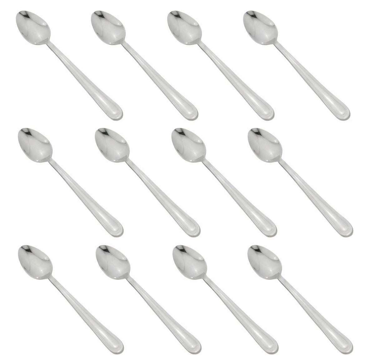 (Pack of 12) Metal Long Ice Cream Dessert Latte Spoon 18.5 x 2.8 cm (7196)