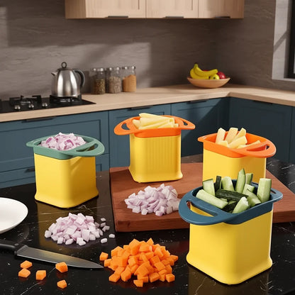 One Step Plastic Potato Chipper Fries Vegetable Cutter 10.5 x 15.5 x 9.5cm Assorted Colours (8055)