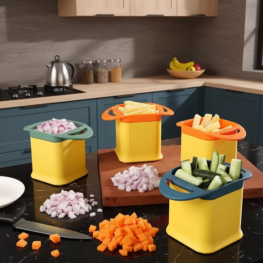 One Step Plastic Potato Chipper Fries Vegetable Cutter 10.5 x 15.5 x 9.5cm Assorted Colours (8055)