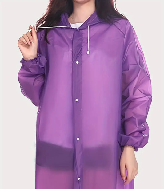 (pack of 2) Unisex Adult High Quality Windproof EVA Thickened Hooded Reusable Raincoat