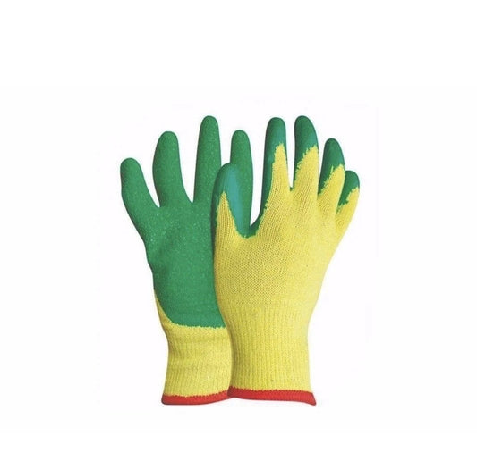 (5 Pairs) Yellow and Green Safety Work Gloves for Ultimate Protection One Size (0780A)