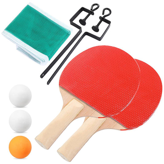 Professional Table Tennis Racket Set 2 Paddle Bats + 3 Balls 1 Net And Stand (0381A)