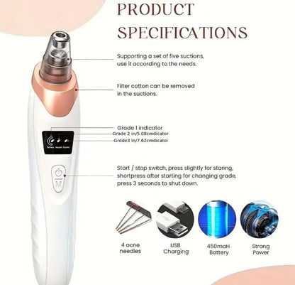 Electric Blackhead Remover Pore Nose Sucker Pimple Skin Acne Face Vacuum cleaner