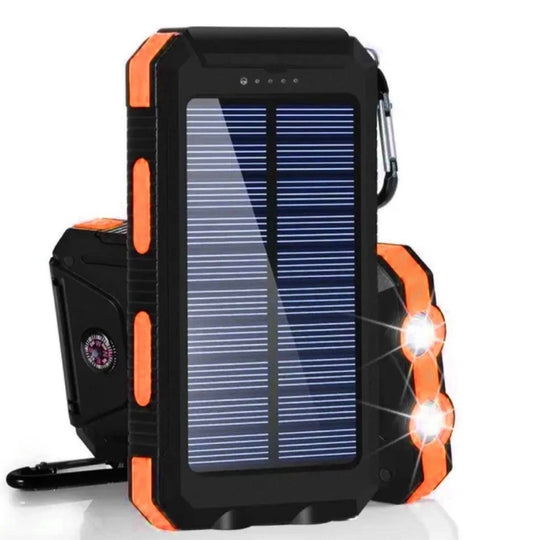 Fast Charging 20000 mAh Solar Power Bank with Dual USB Ports & Flashlights