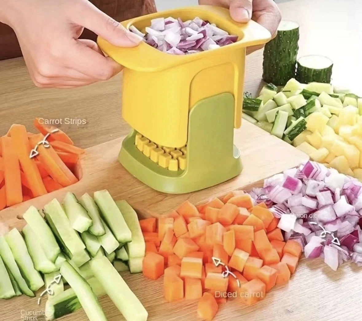 One Step Plastic Potato Chipper Fries Vegetable Cutter 10.5 x 15.5 x 9.5cm Assorted Colours (8055)