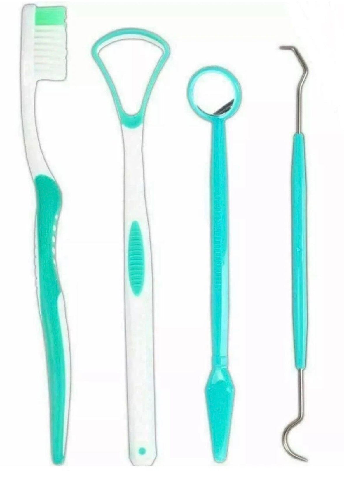 4Pcs Dental Care Kit Toothbrush Tongue Cleaner Mirror Tooth Pick Brush Cleaning