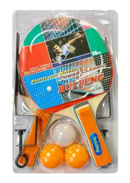 Professional Table Tennis Racket Set 2 Paddle Bats + 3 Balls 1 Net And Stand (0381A)