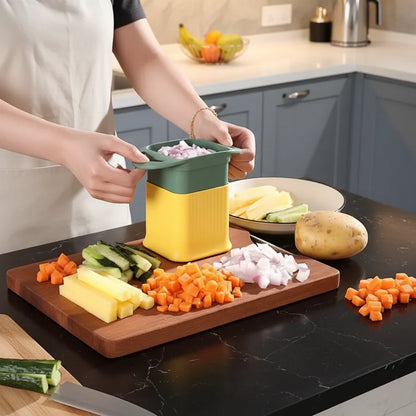 One Step Plastic Potato Chipper Fries Vegetable Cutter 10.5 x 15.5 x 9.5cm Assorted Colours (8055)