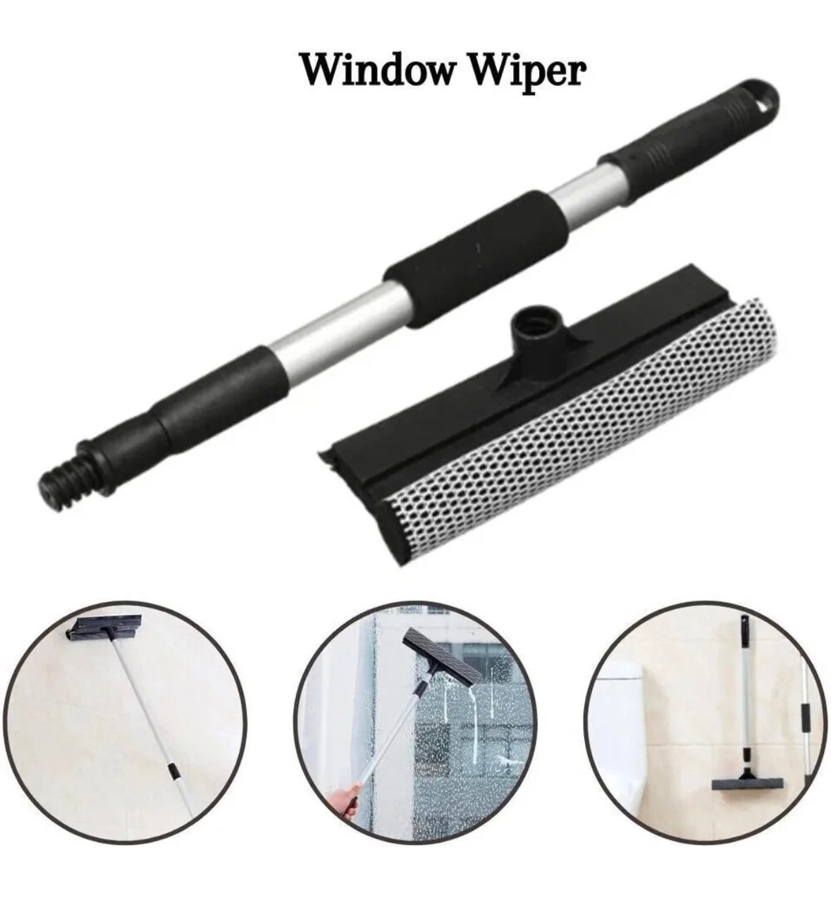 Dual Plastic Shower Squeegee Bathroom Window Glass Cleaning Wiper Blade Sponge (6972A)