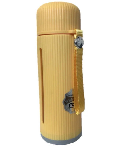 Glass / Plastic Water Bottle Flask with Strap 500ml 21 x 7 cm Assorted Colours (6880/7218A)