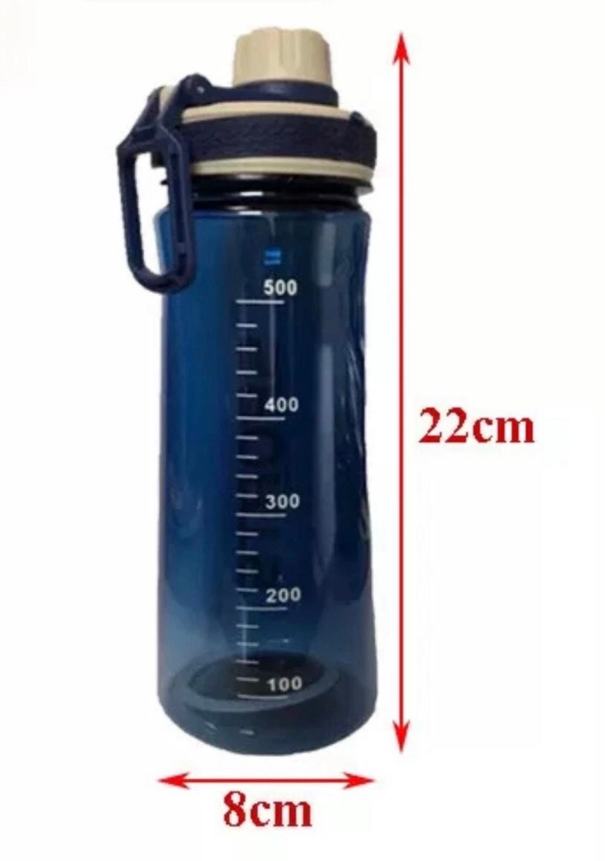 Plastic Sports Gym Drinking Bottle 600ml 22 x 8cm Assorted Colours (7216A)