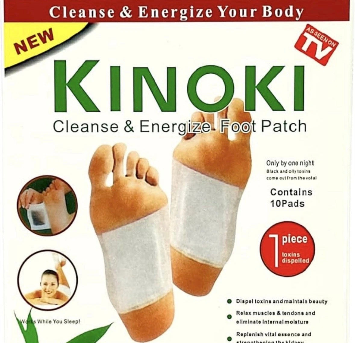 (2 Boxes)Detox Foot Pads Body Toxins Feet KINOKI Herbal Patches  Deep Cleansing Energies (4014)