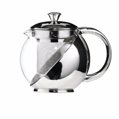 Stainless Steel and Glass Teapot with Mesh Strainer Filter 900ml (2350)