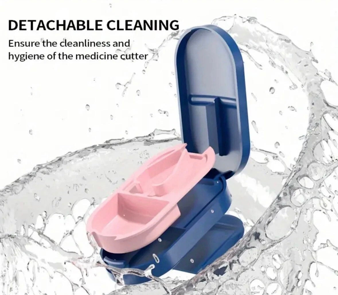 2 in 1 PILL CUTTER Splitter AND Storage Compartment Box Medicine Tablet Holder