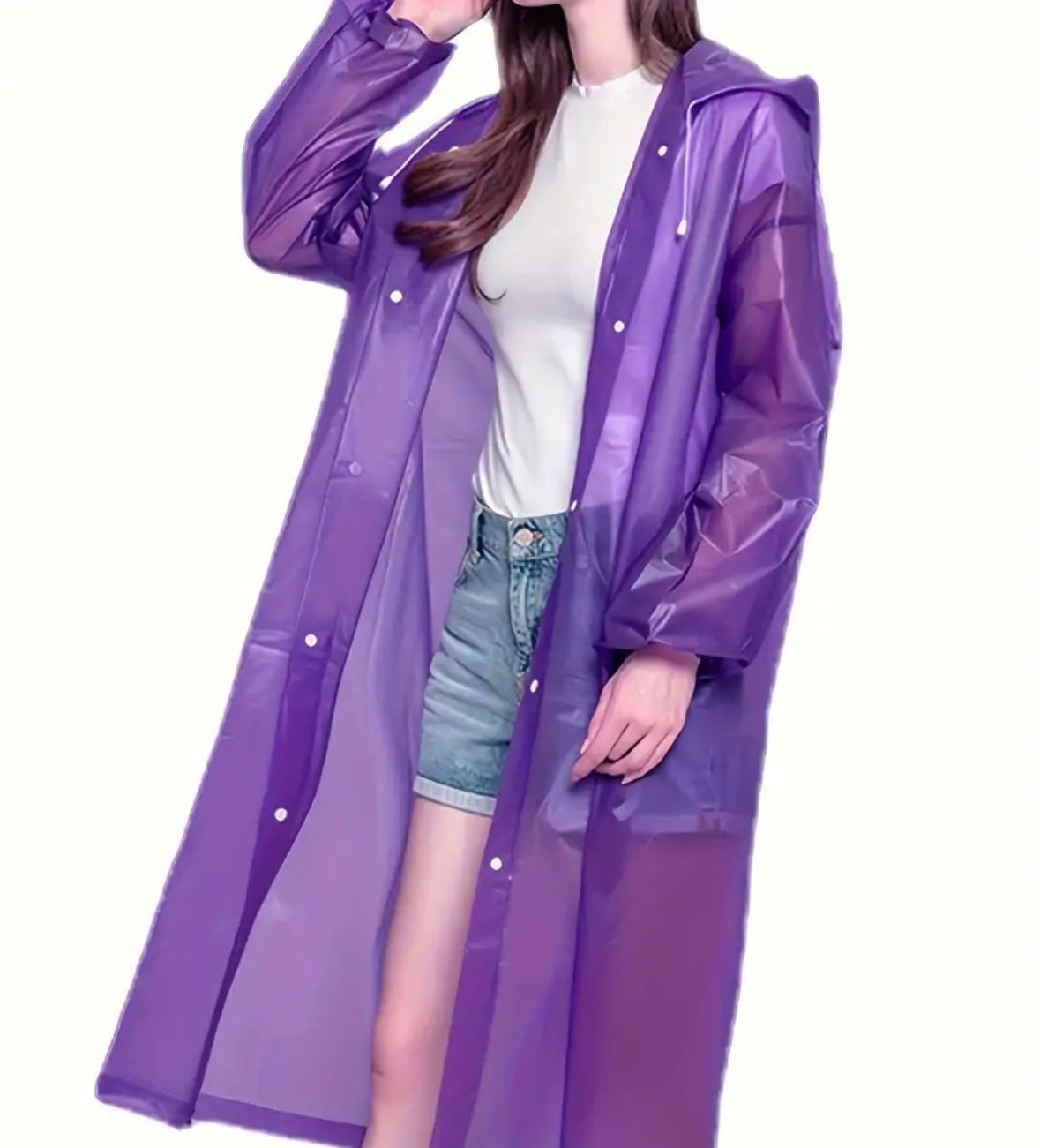 (pack of 2) Unisex Adult High Quality Windproof EVA Thickened Hooded Reusable Raincoat