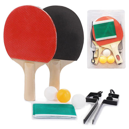 Professional Table Tennis Racket Set 2 Paddle Bats + 3 Balls 1 Net And Stand (0381A)