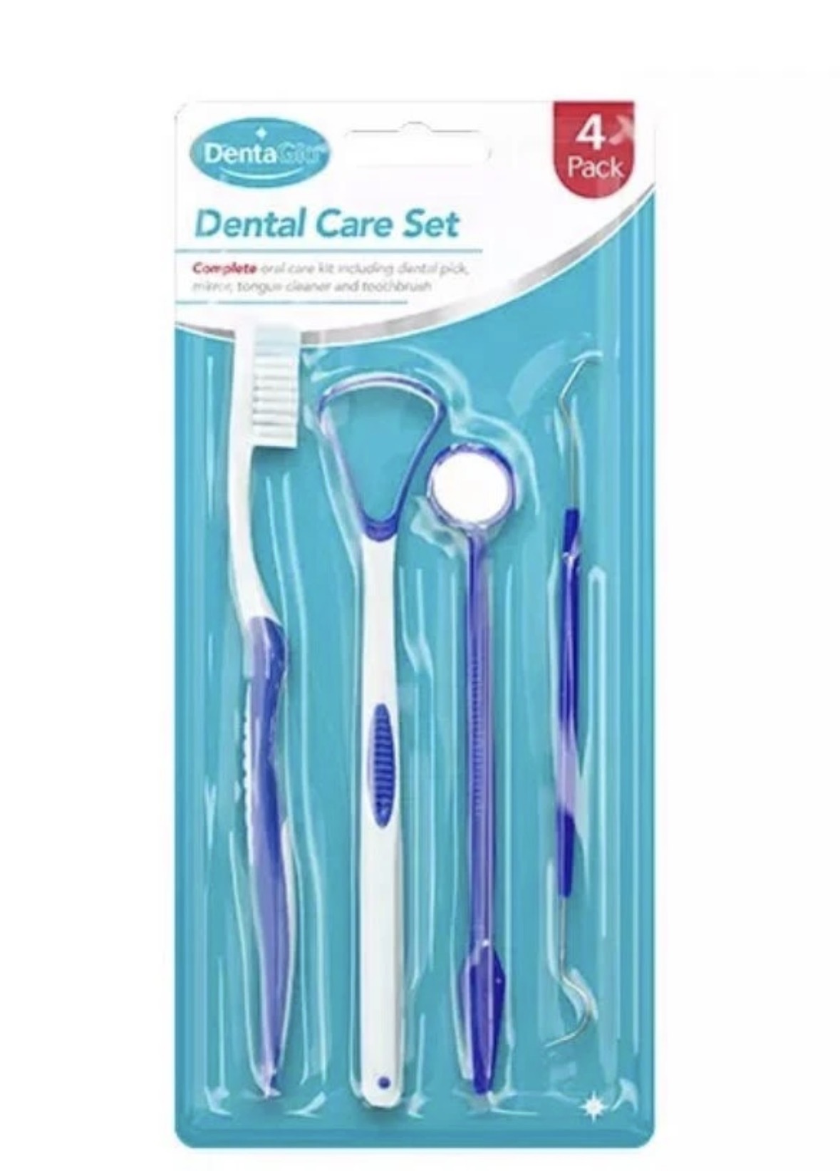 4Pcs Dental Care Kit Toothbrush Tongue Cleaner Mirror Tooth Pick Brush Cleaning