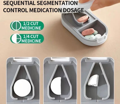 2 in 1 PILL CUTTER Splitter AND Storage Compartment Box Medicine Tablet Holder