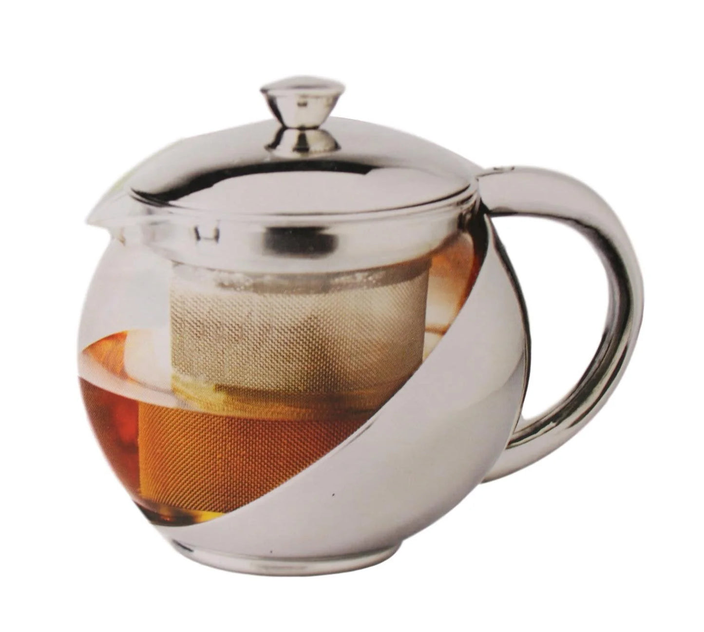 Stainless Steel and Glass Teapot with Mesh Strainer Filter 1100ml (2349)