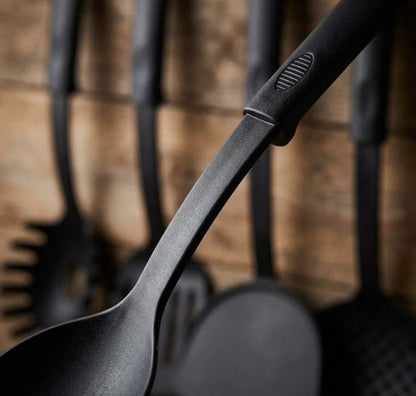 (6 Pcs Set) Plastic Assorted Kitchen Cooking Utensils Black 30 cm (1901)