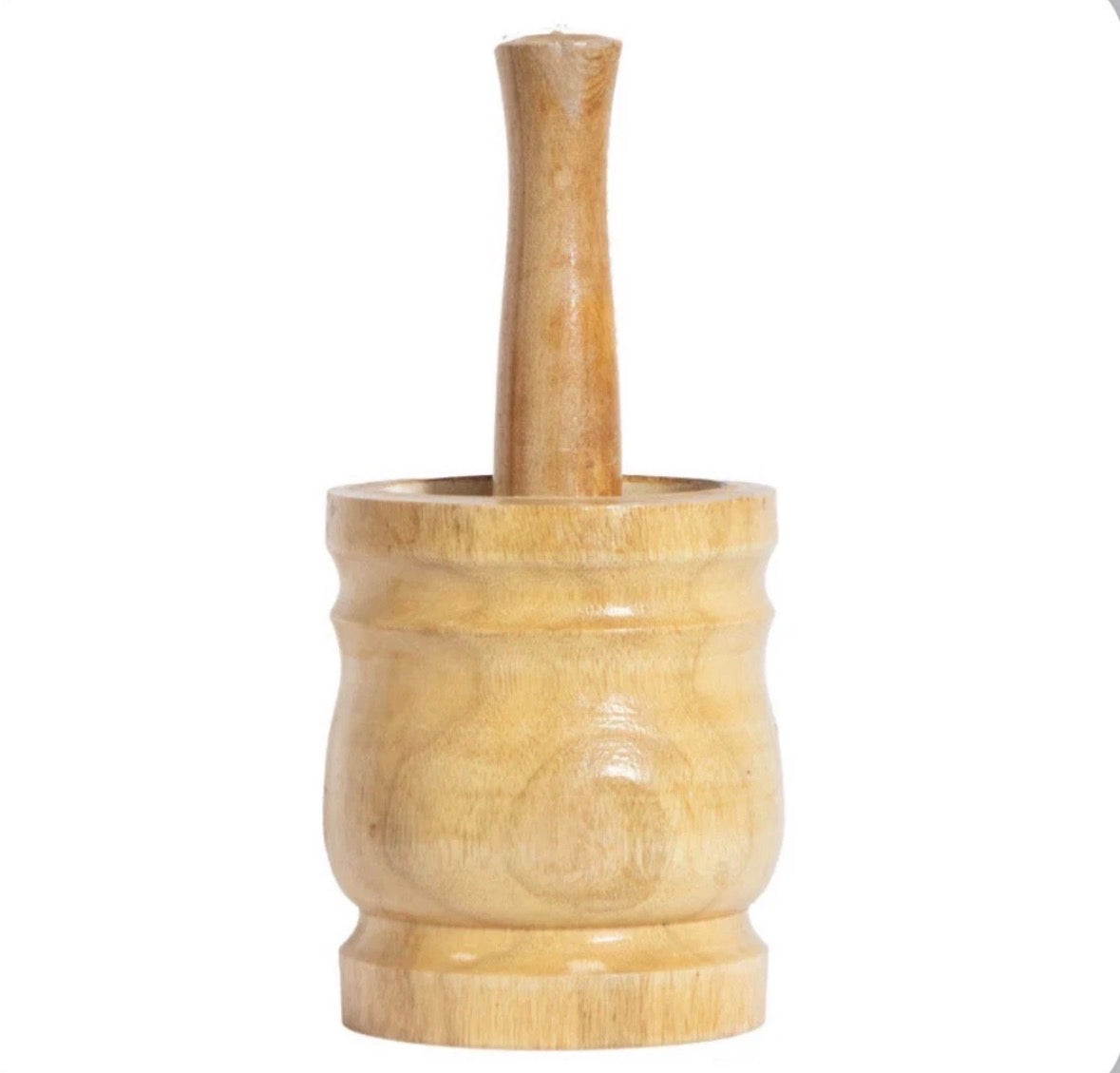 10x13 cm Wooden Mortar and Pestle Natural Edge Light Wood Herb & Spice Grinder (2710)