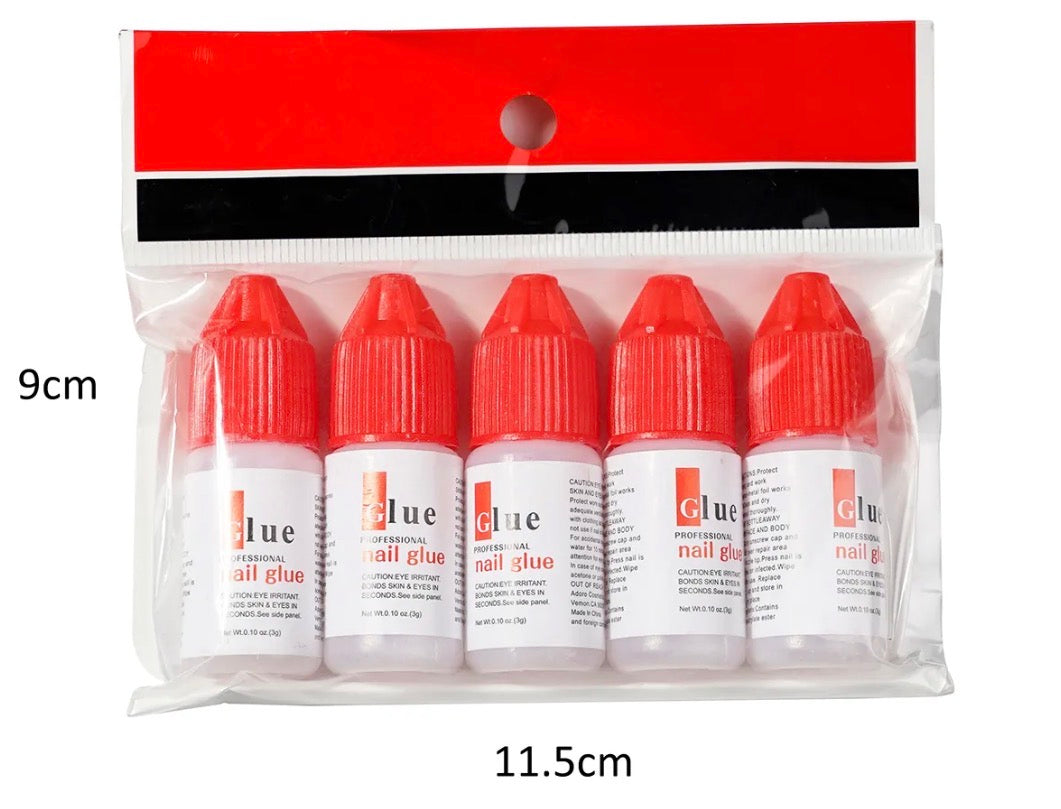 (5 Pcs set) 3G Professional Extra Strong Nail Glue Clear  Adhesive Acrylic False Nails (4535)