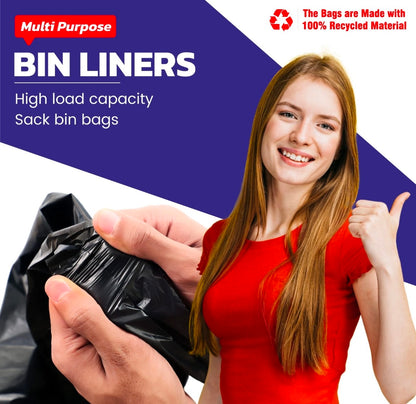 50 HEAVY DUTY BLACK REFUSE SACKS STRONG THICK RUBBISH BAGS BIN LINERS LARGE UK (9381)
