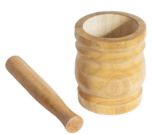 10x13 cm Wooden Mortar and Pestle Natural Edge Light Wood Herb & Spice Grinder (2710)