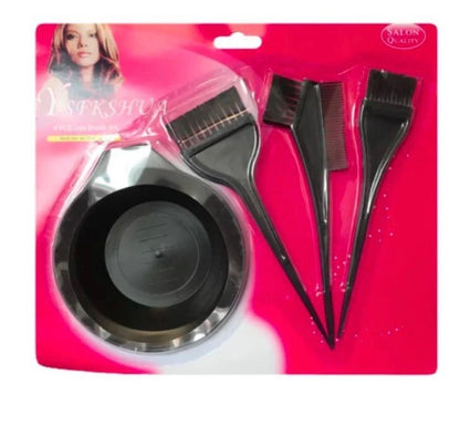 Hairdresser Hair Dye Coloring Bleach Bowl Comb Brushes Tint Kit Set 3pcs Set (1107)