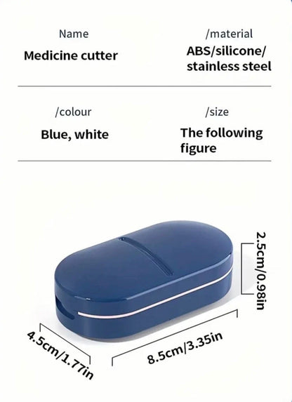 2 in 1 PILL CUTTER Splitter AND Storage Compartment Box Medicine Tablet Holder