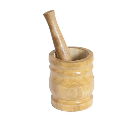 10x13 cm Wooden Mortar and Pestle Natural Edge Light Wood Herb & Spice Grinder (2710)