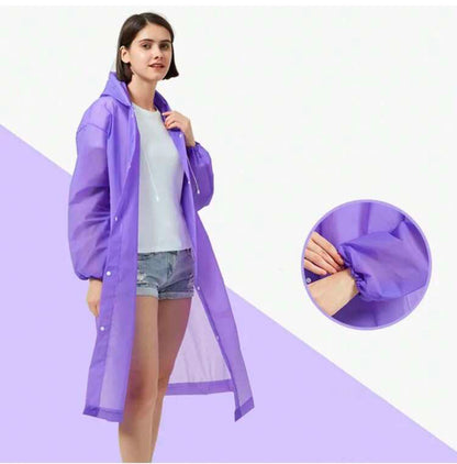 (pack of 2) Unisex Adult High Quality Windproof EVA Thickened Hooded Reusable Raincoat