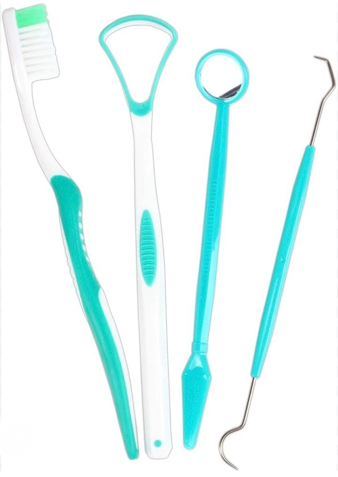 4Pcs Dental Care Kit Toothbrush Tongue Cleaner Mirror Tooth Pick Brush Cleaning