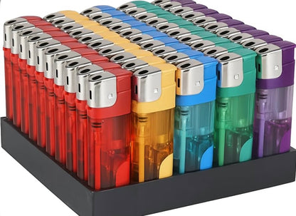 (50 Pack) ELECTRONIC LIGHTERS REFILLABLE GAS CHILD SAFETY ADJUSTABLE FLAME