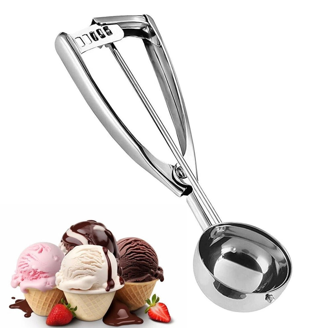 ICE CREAM SCOOP STAINLESS STEEL FOR MASH POTATO SPOON BALL SCOOPER KITCHEN 6cm (4663)