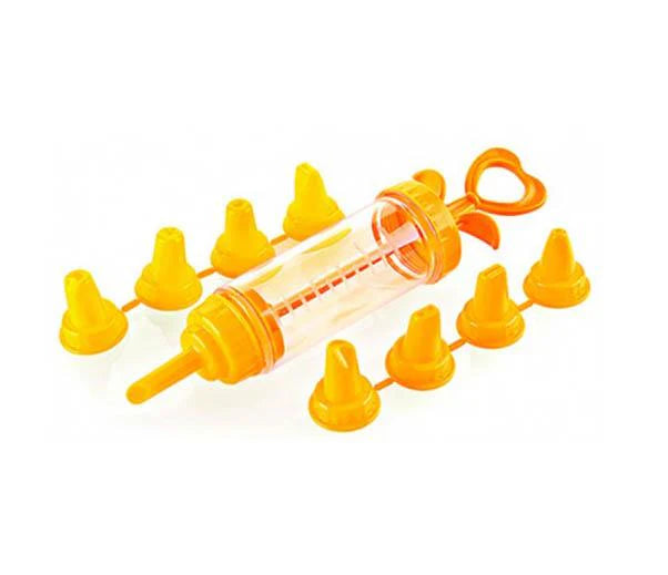 TTZ Plastic Cake Decorating Piping Cream Syringe Pump Set of 9 Assorted Colours (AP1004)